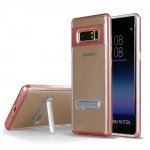 Wholesale Galaxy Note 8 Clear Armor Bumper Kickstand Case (Rose Gold)
